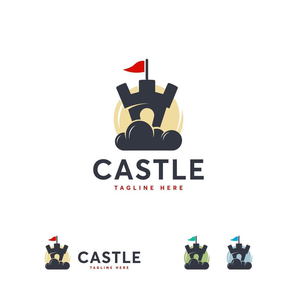 modelo de designs de logotipo de castelo em nuvem, vetor de logotipo de construção online