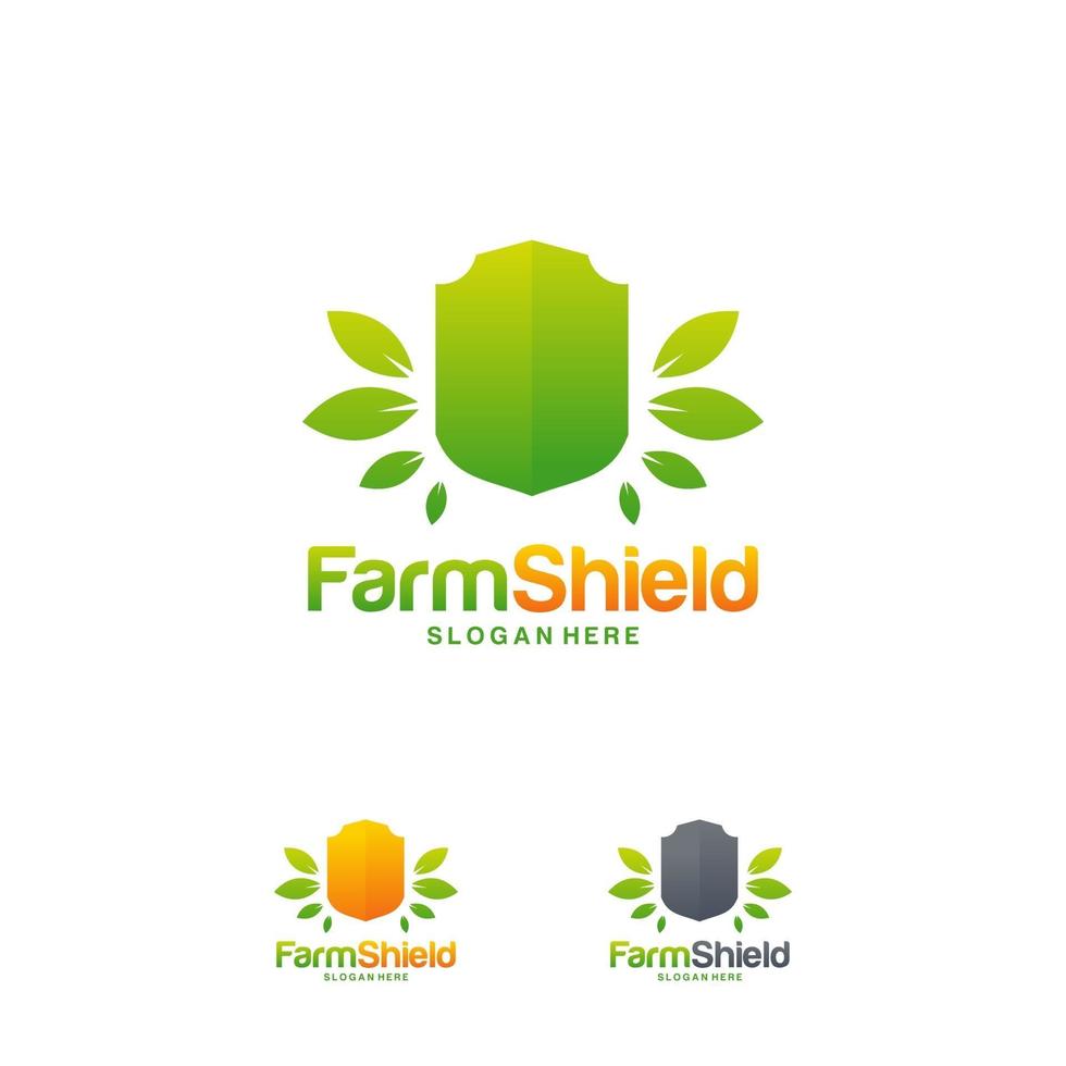 farm shield logo designs concept vector, nature shield logo template symbol, ecologia proteger logo vetor