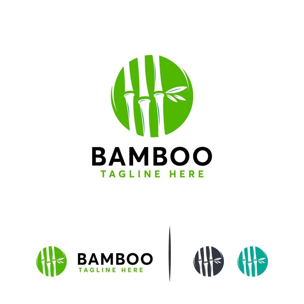 Vetor de conceito de projetos de bambu, símbolo de logotipo de natureza de bambu simples