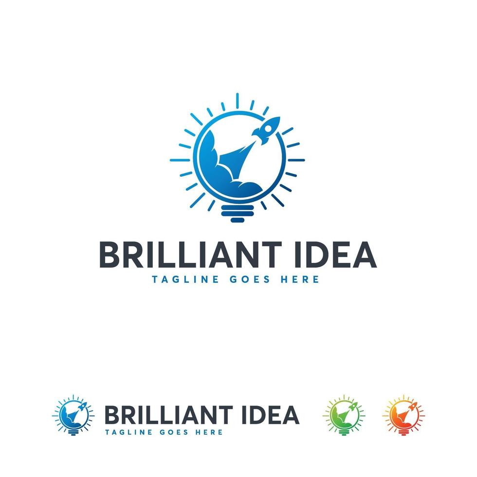 conceito de design de logotipo de ideia brilhante, símbolo de logotipo de lâmpada de ideia rápida vetor