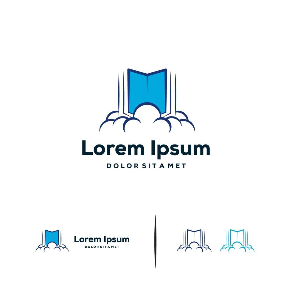 conceito de design de logotipo de livro em nuvem, modelo de logotipo de aprendizagem online vetor