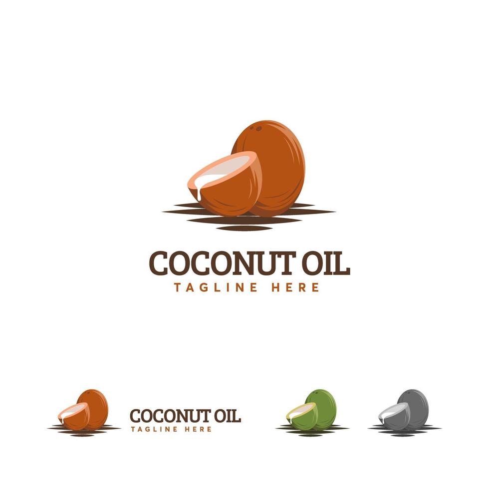 designs de logotipo de óleo de coco, símbolo do logotipo de coco marrom vetor