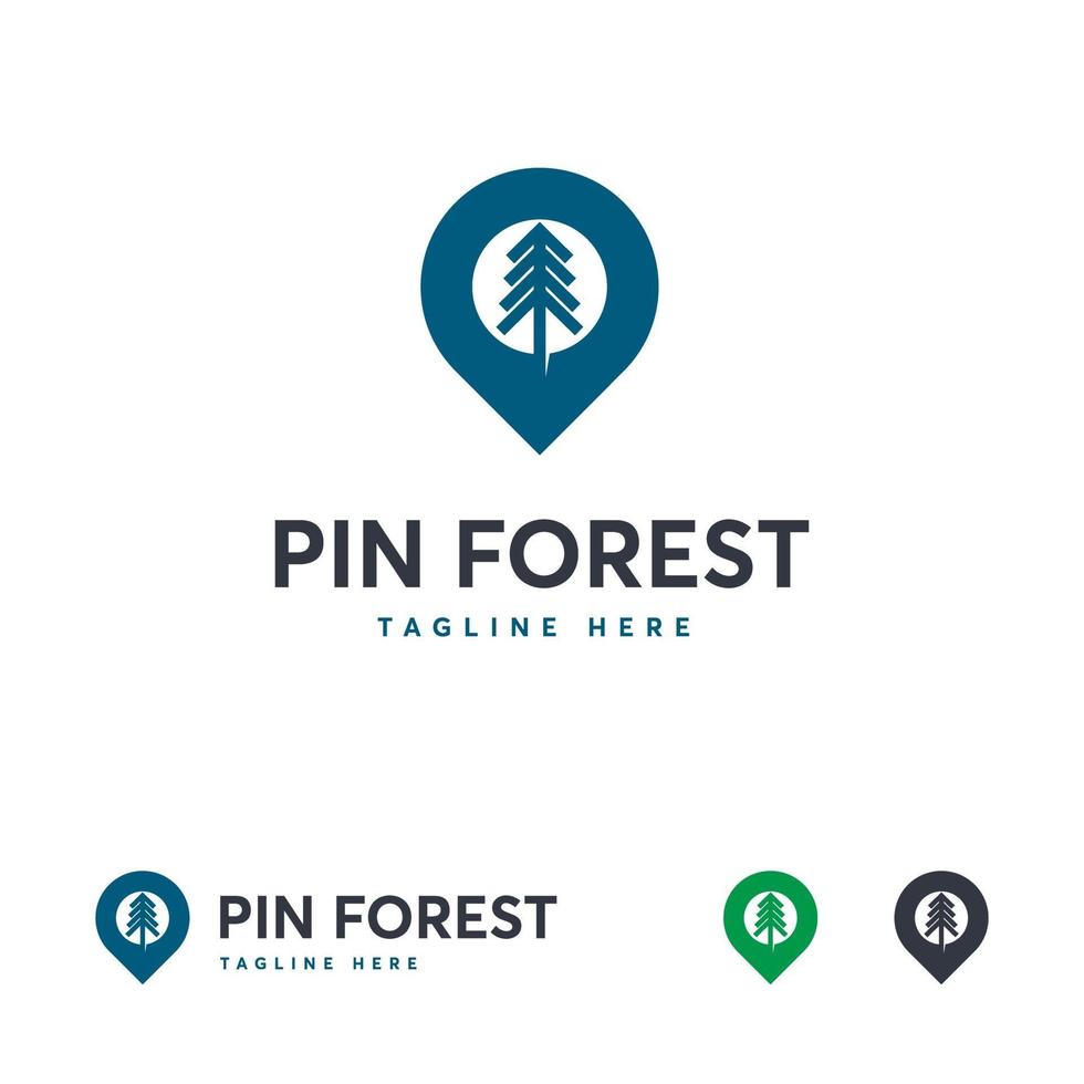 designs de logotipo de floresta de pin, modelo de logotipo de viagem na floresta vetor