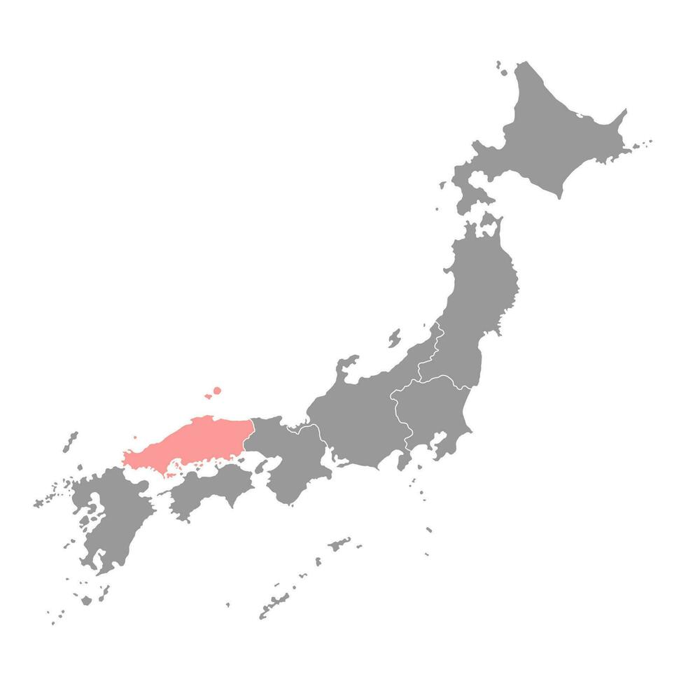 mapa de chugoku, região do japão. ilustração vetorial vetor