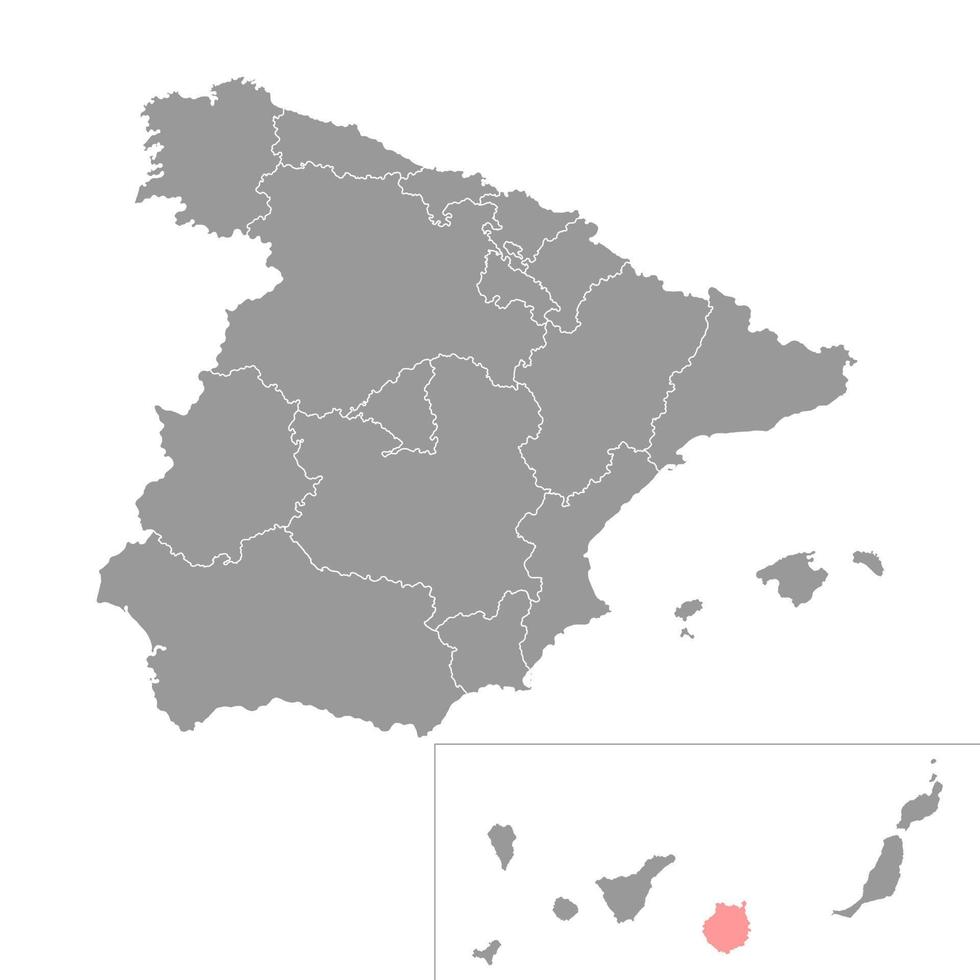 mapa da ilha de gran canaria, região da espanha. ilustração vetorial. vetor