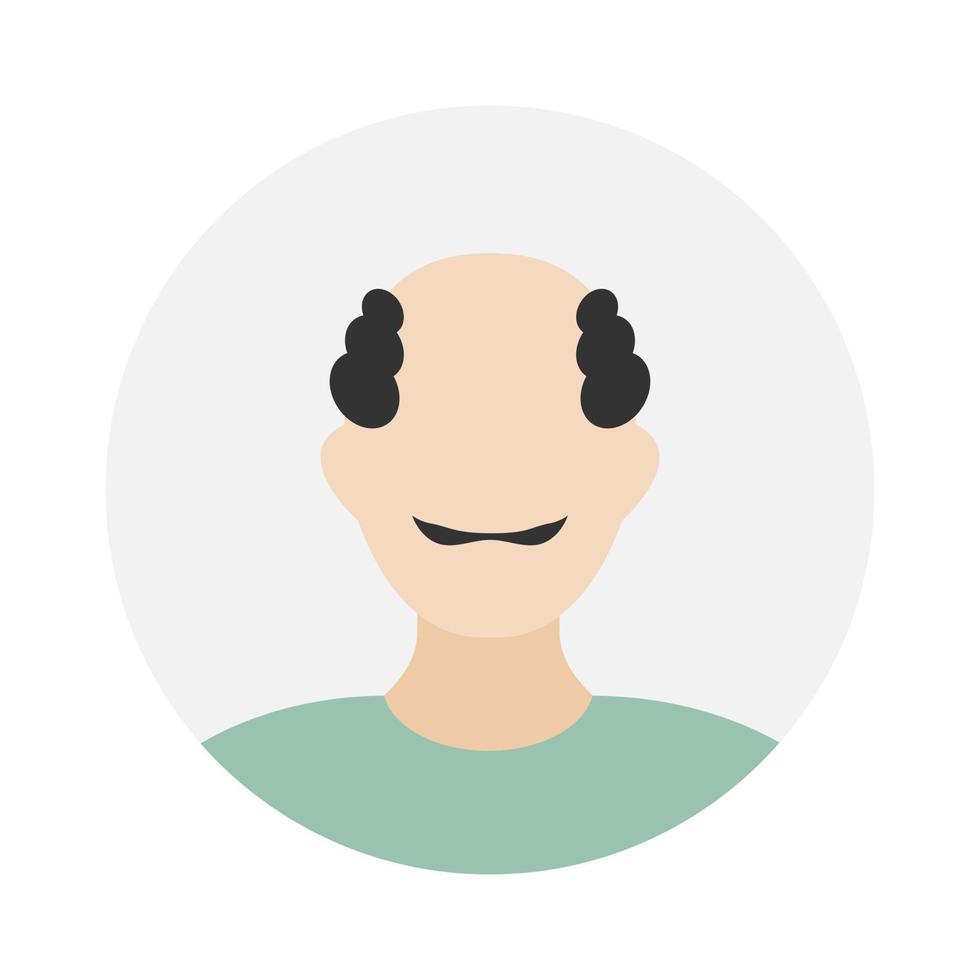 esvaziar face ícone avatar com Careca fragmento e bigode. vetor ilustração.