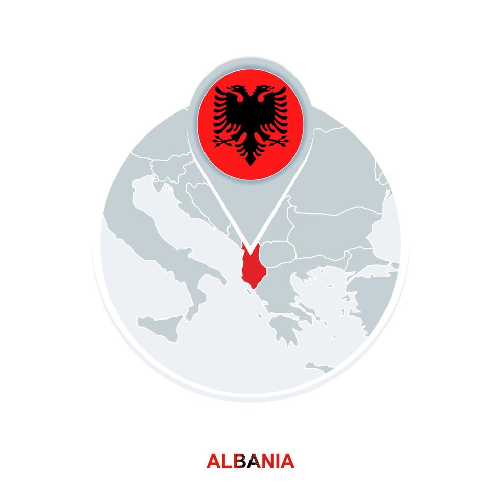 Albânia mapa e bandeira, vetor mapa ícone com em destaque Albânia