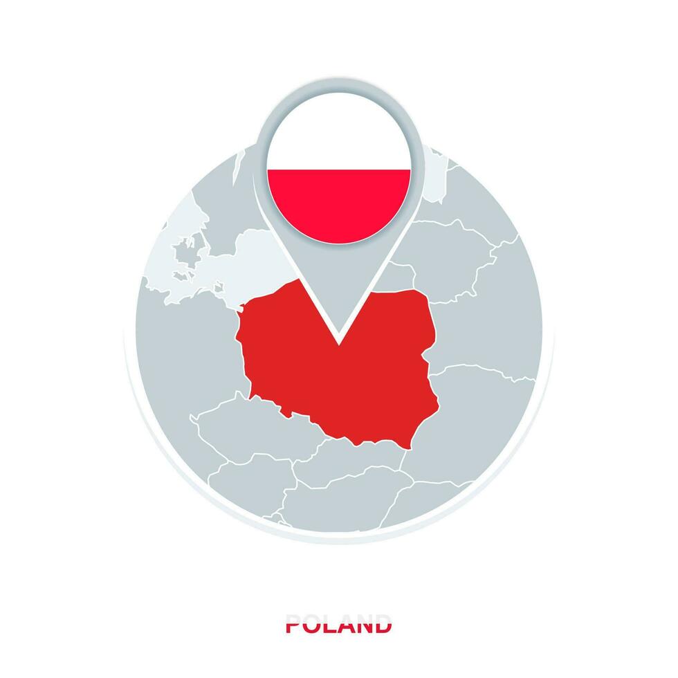 Polônia mapa e bandeira, vetor mapa ícone com em destaque Polônia