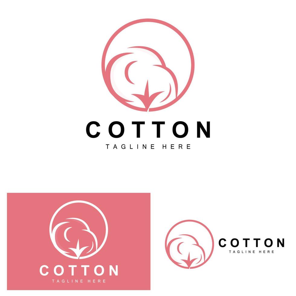 algodão logotipo, suave algodão flor Projeto vetor natural orgânico plantas vestuário materiais e beleza têxteis