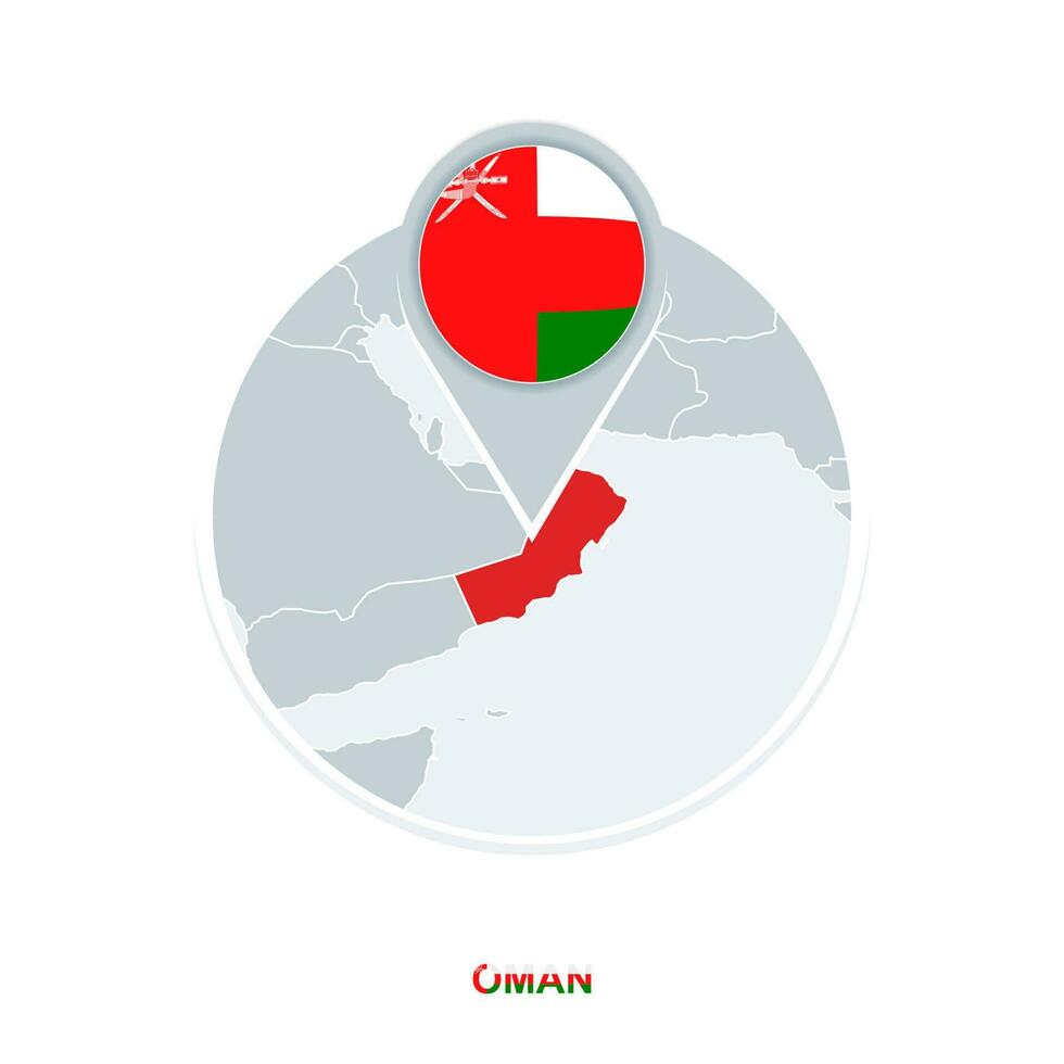 Omã mapa e bandeira, vetor mapa ícone com em destaque Omã