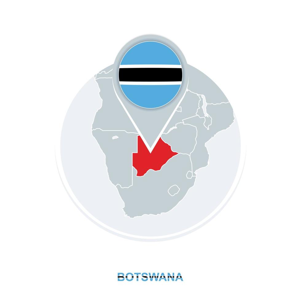 botsuana mapa e bandeira, vetor mapa ícone com em destaque botsuana