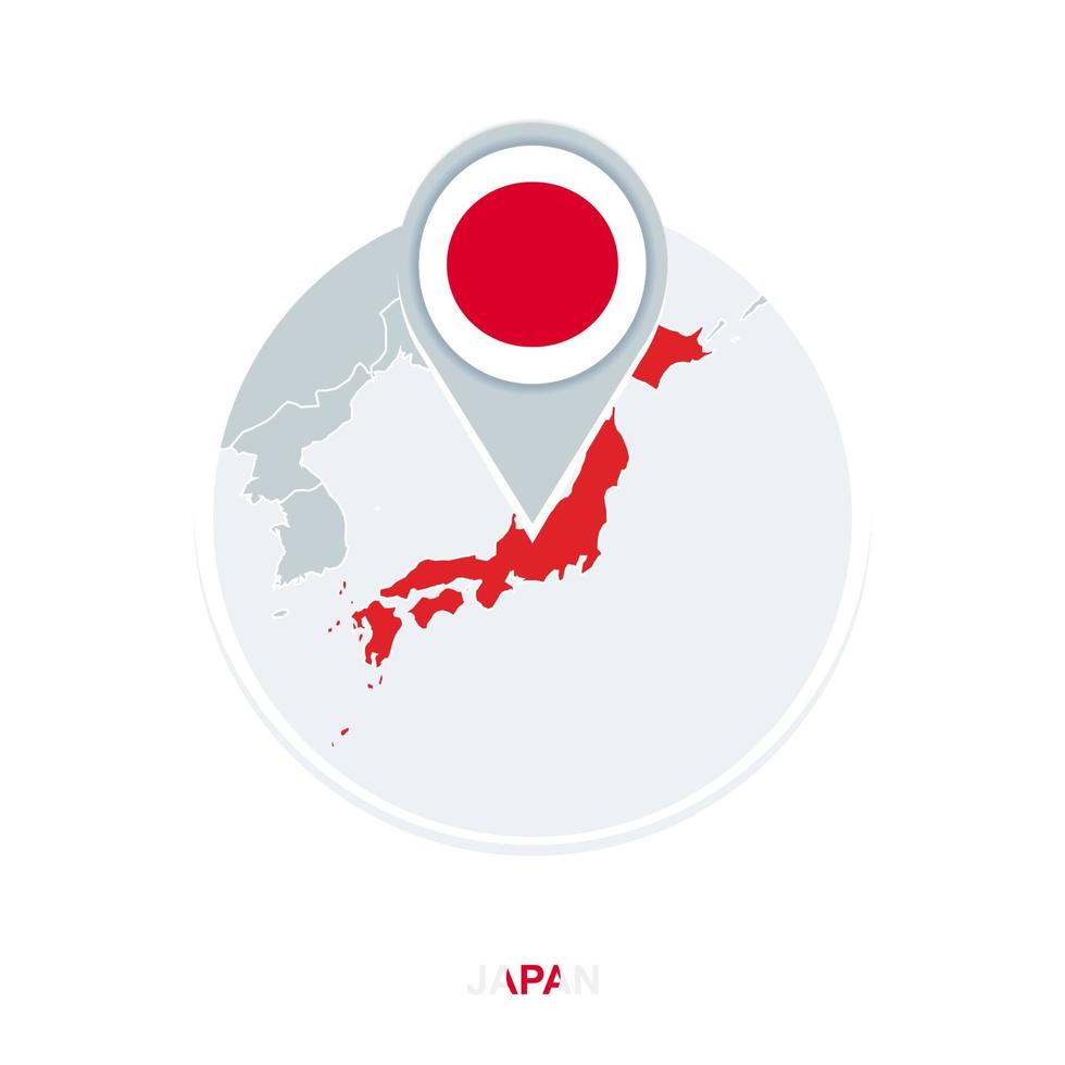 Japão mapa e bandeira, vetor mapa ícone com em destaque Japão