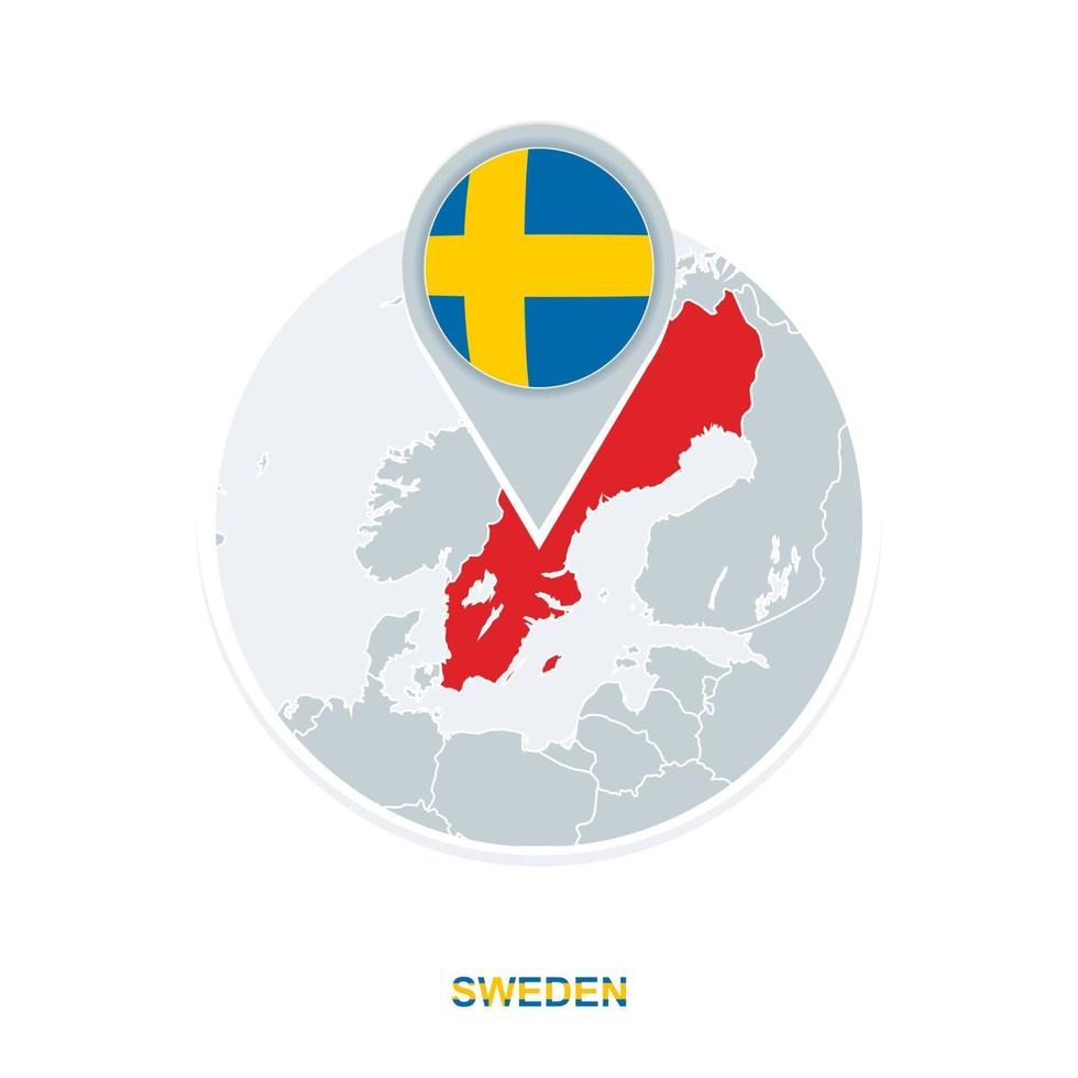 Suécia mapa e bandeira, vetor mapa ícone com em destaque Suécia