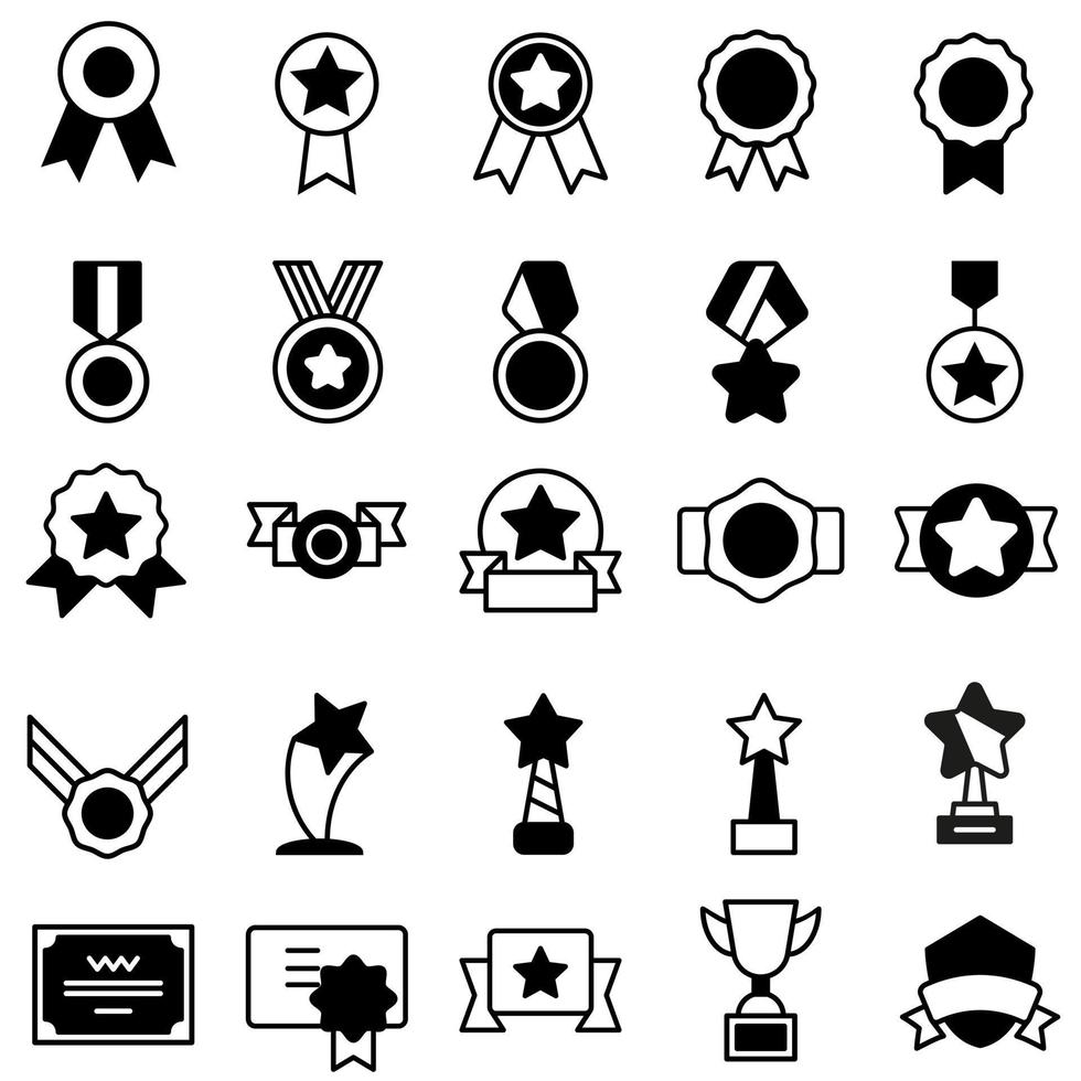 conjunto de vetores de ícones de prêmios. coleção de sinal de ilustração de troféu. símbolo do vencedor.