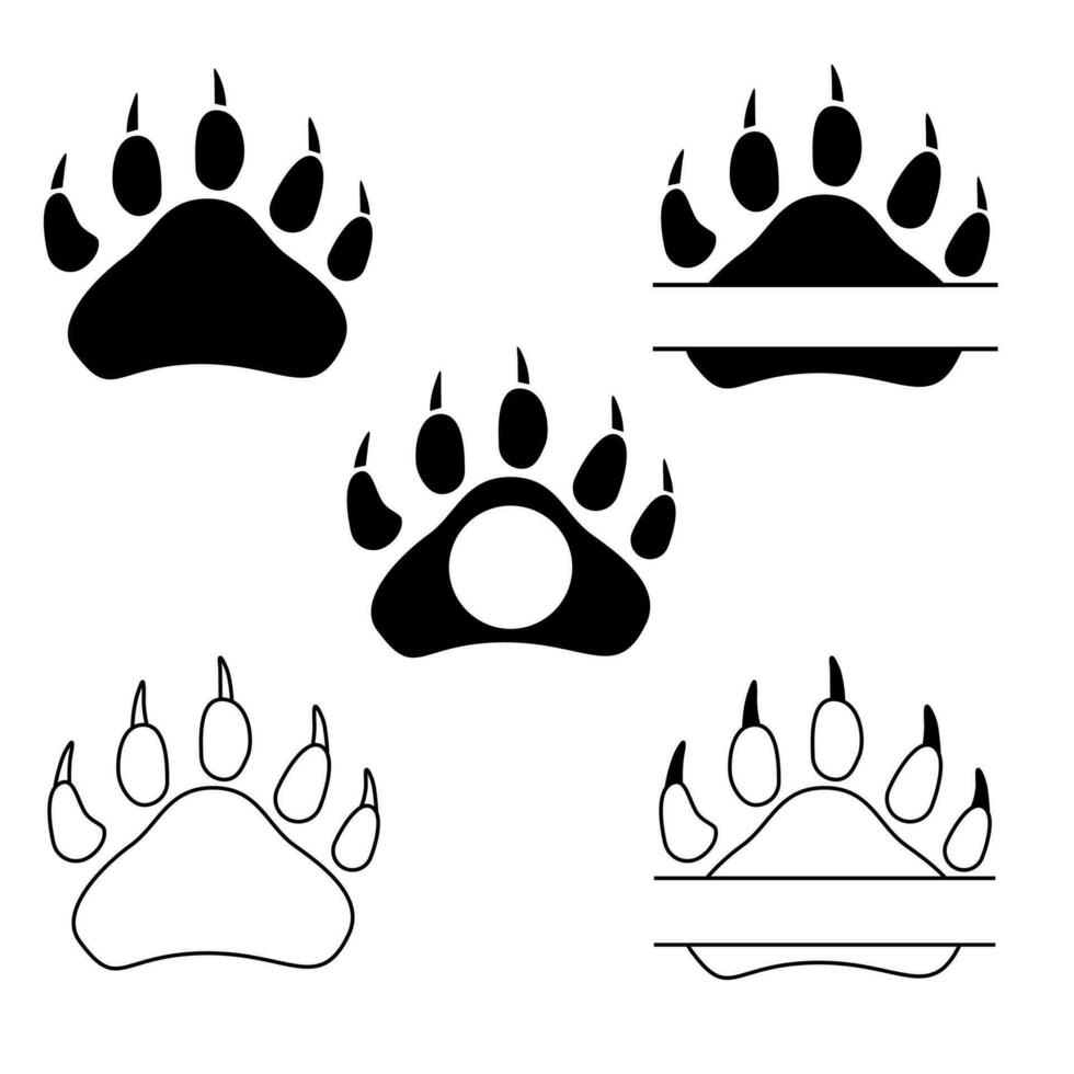 Urso pata ícone vetor definir. animais pata ilustração placa coleção. animais selvagens símbolo ou logotipo.