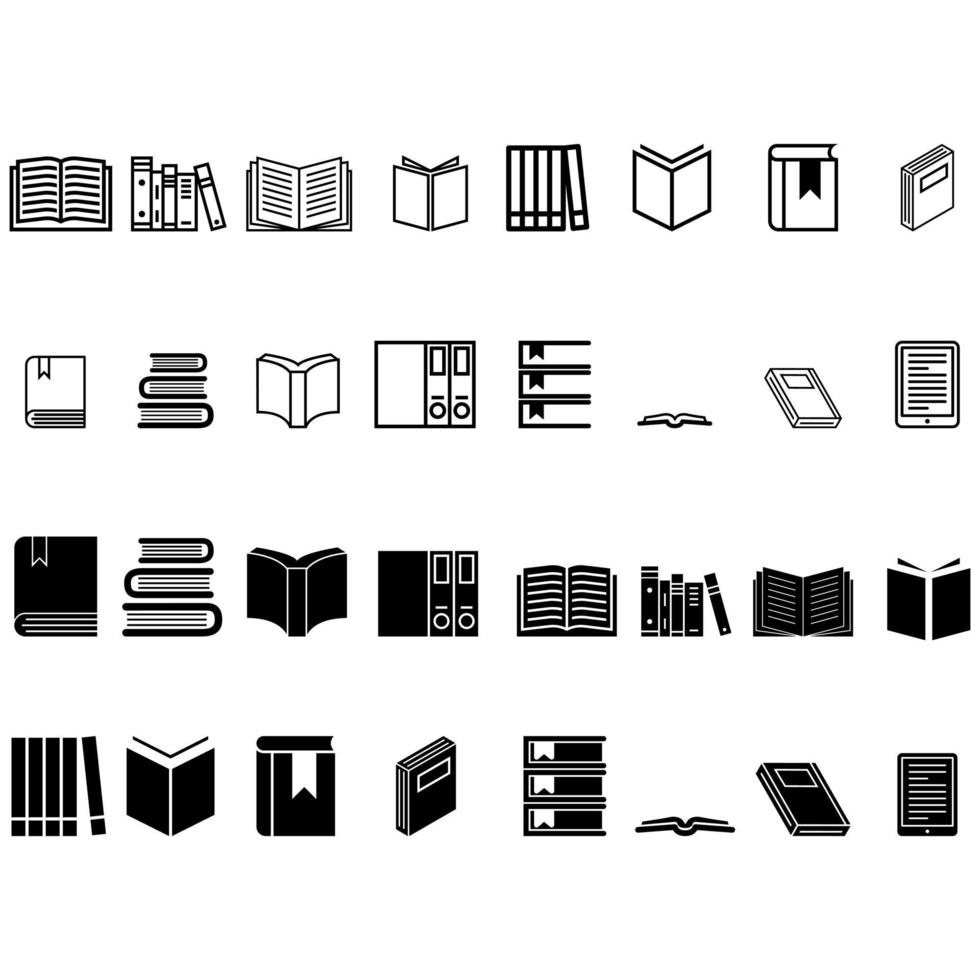 livros vetor ícones definir. livro ícone. biblioteca ilustração simbol coleção. Educação logotipo ou placa.