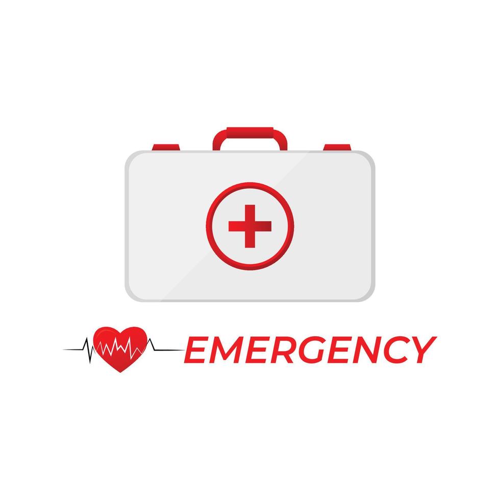 uma vermelho e branco emergência caixa com uma coração e a palavra emergência em isto vetor