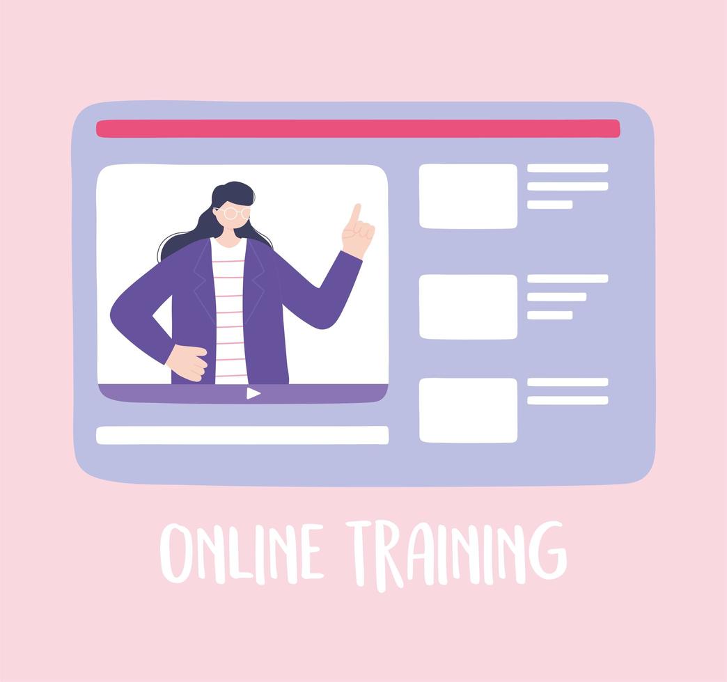 treinamento online com página do site vetor