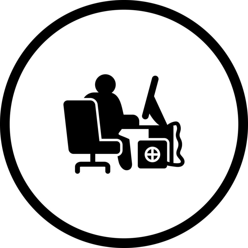 ícone de vetor de trabalhador de computador
