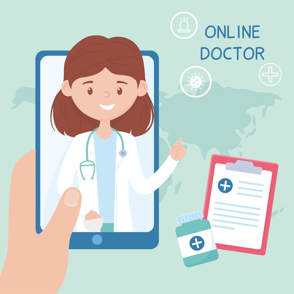 atendimento online com médico no smartphone vetor