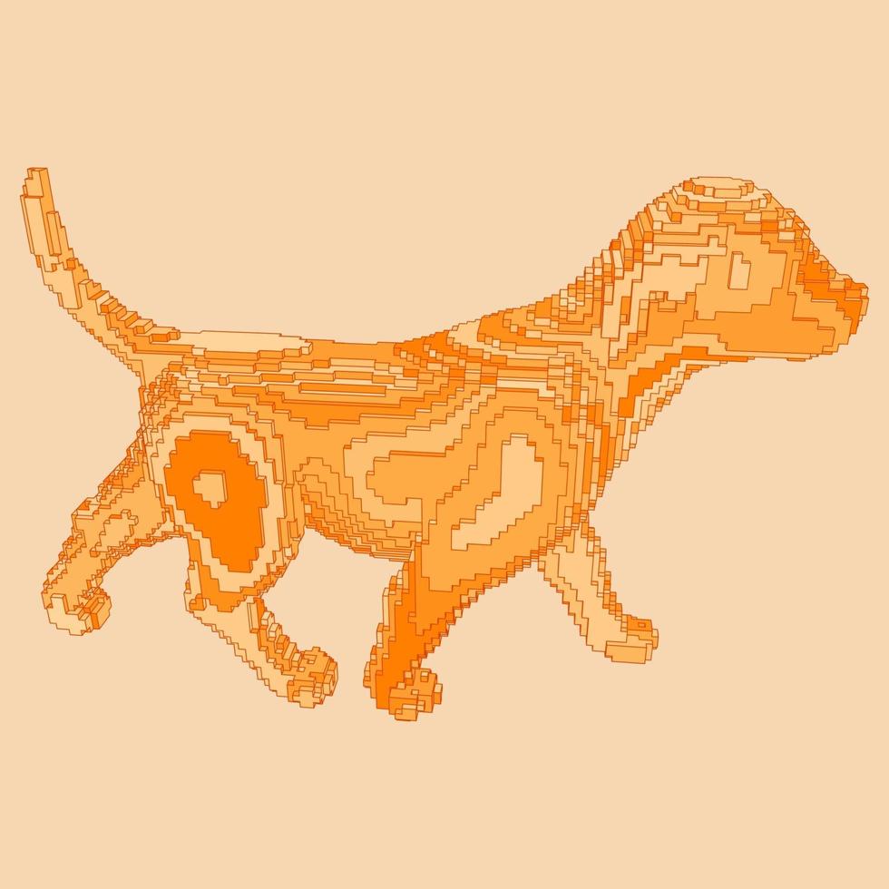 desenho de voxel de um cachorro vetor