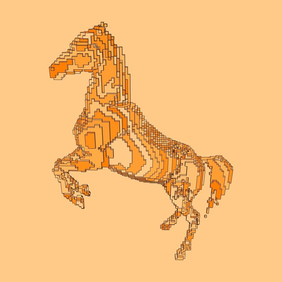 desenho de voxel de um cavalo vetor