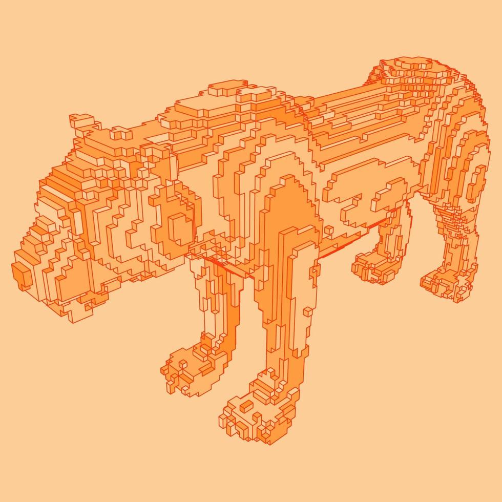 desenho de voxel de um tigre vetor