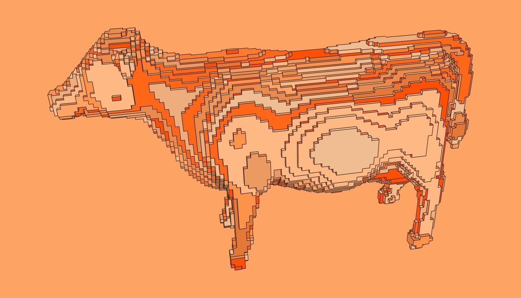 desenho de voxel de uma vaca vetor