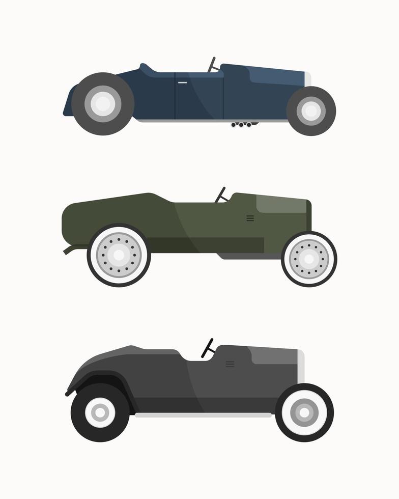 conjunto de carros clássicos. ilustração do vetor de carros antigos.