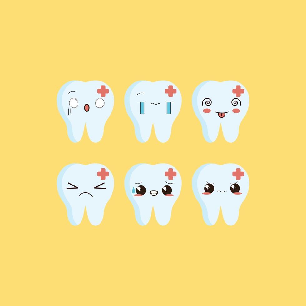 emoticon de personagem de dentes vetor