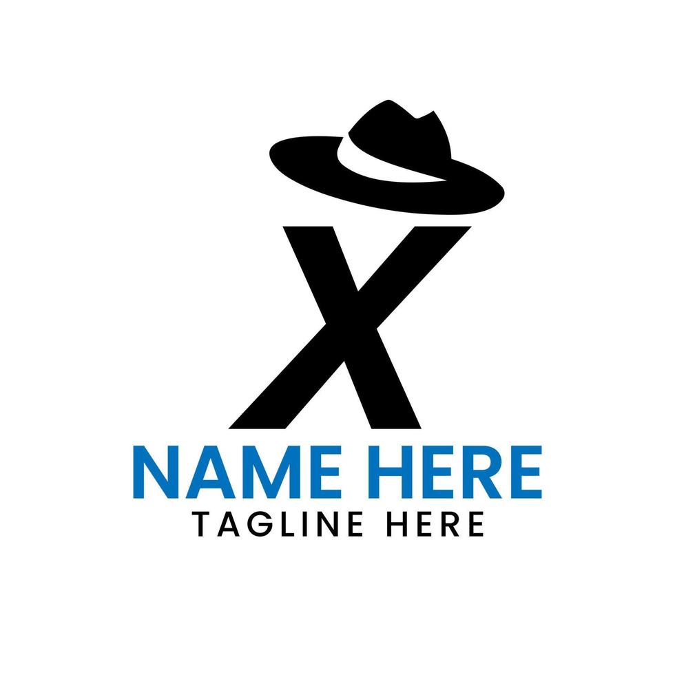 carta x cavalheiros chapéu logotipo Projeto conceito com vaqueiro chapéu ícone modelo vetor