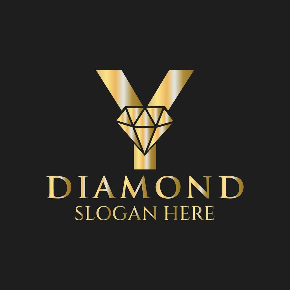 carta y diamante logotipo Projeto. joalheria logotipo com diamante ícone vetor modelo