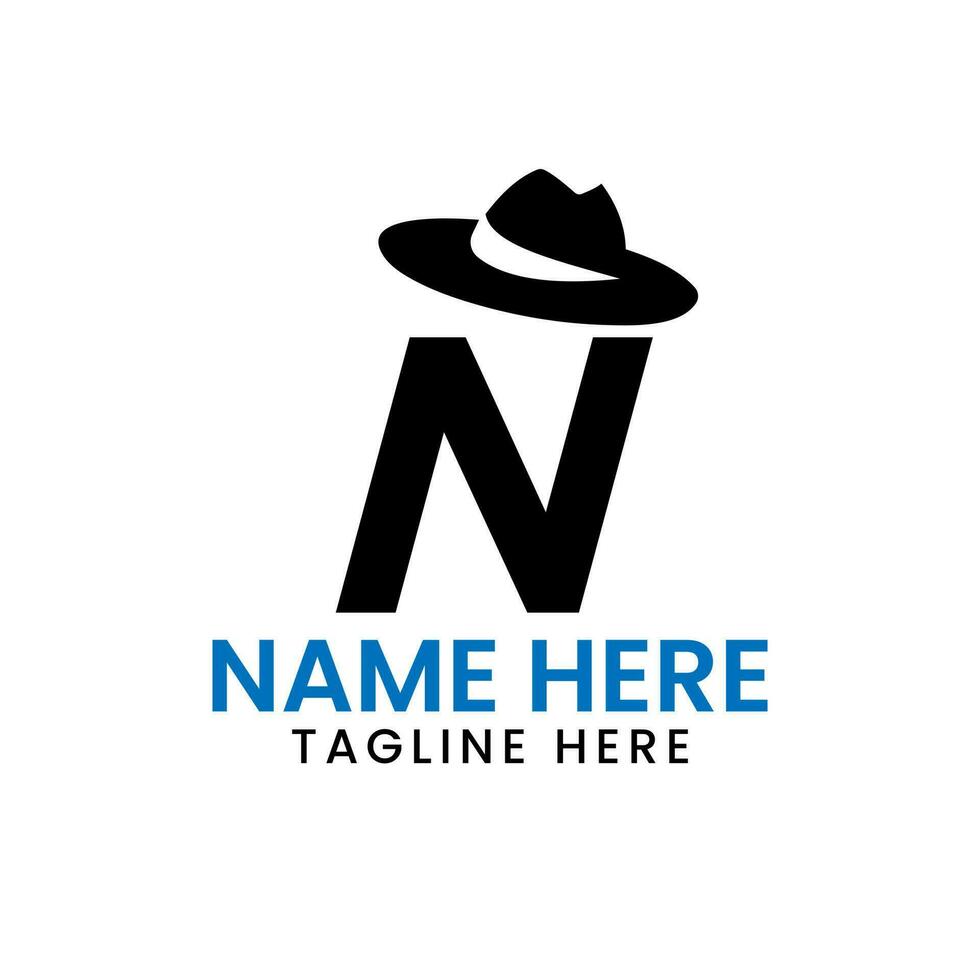 carta n cavalheiros chapéu logotipo Projeto conceito com vaqueiro chapéu ícone modelo vetor