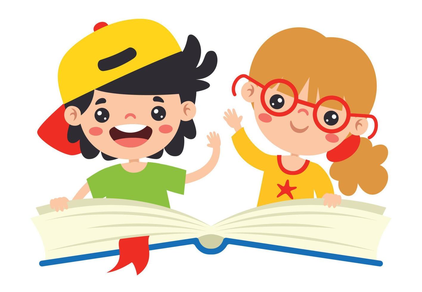 ilustração do crianças lendo livro vetor