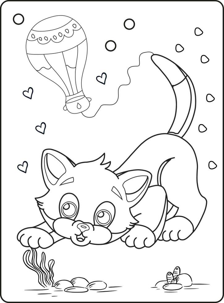 fofa gato esboço coloração página para crianças animal coloração livro desenho animado vetor ilustração isolado em branco doddle fundo