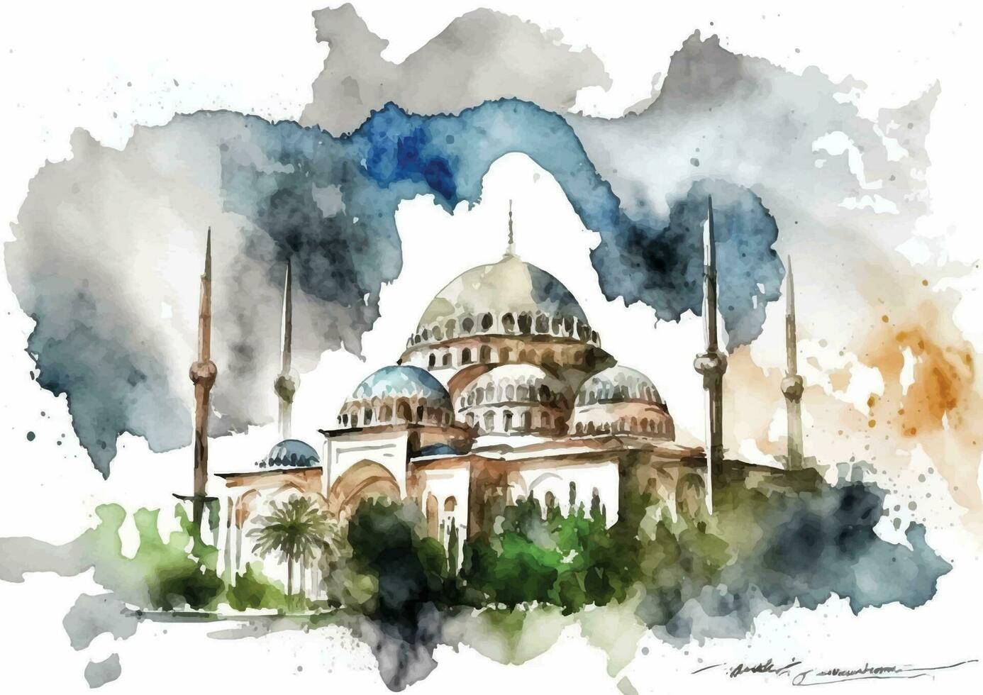 vetor aguarela do selimiye da mesquita majestoso beleza