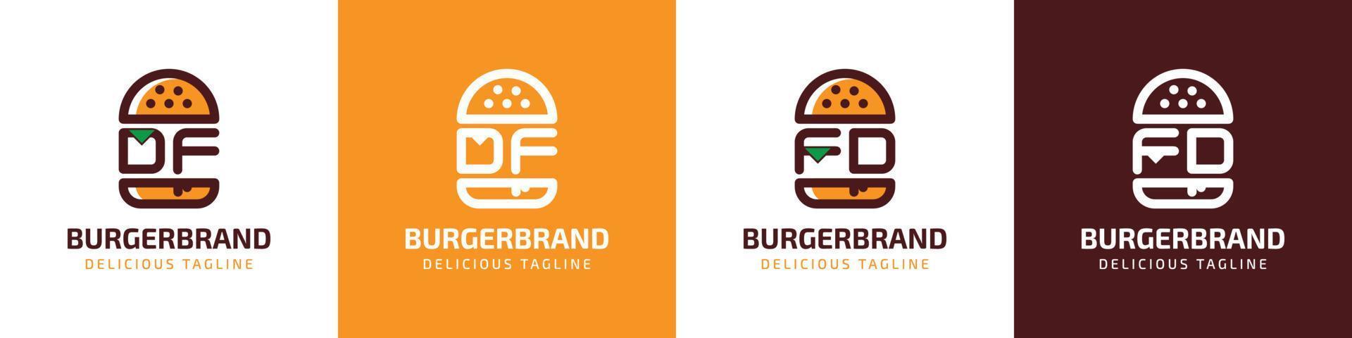 carta df e fd hamburguer logotipo, adequado para qualquer o negócio relacionado para hamburguer com df ou fd iniciais. vetor