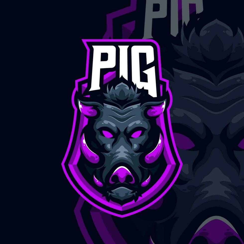 porco mascote logotipo ilustração Prêmio vetor