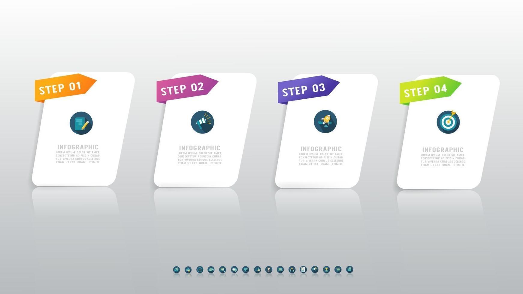infográfico moderno com 4 etapas para layout de fluxo de trabalho. vetor