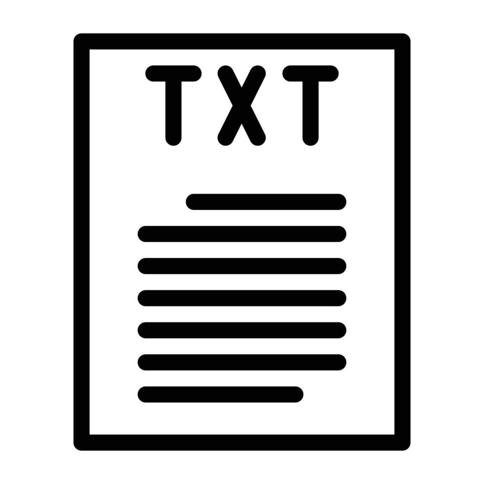 TXT Arquivo formato documento linha ícone vetor ilustração