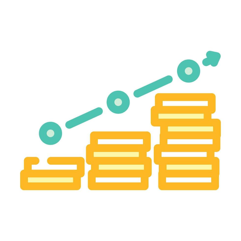 crescimento tendência ouro moeda cor ícone vetor ilustração