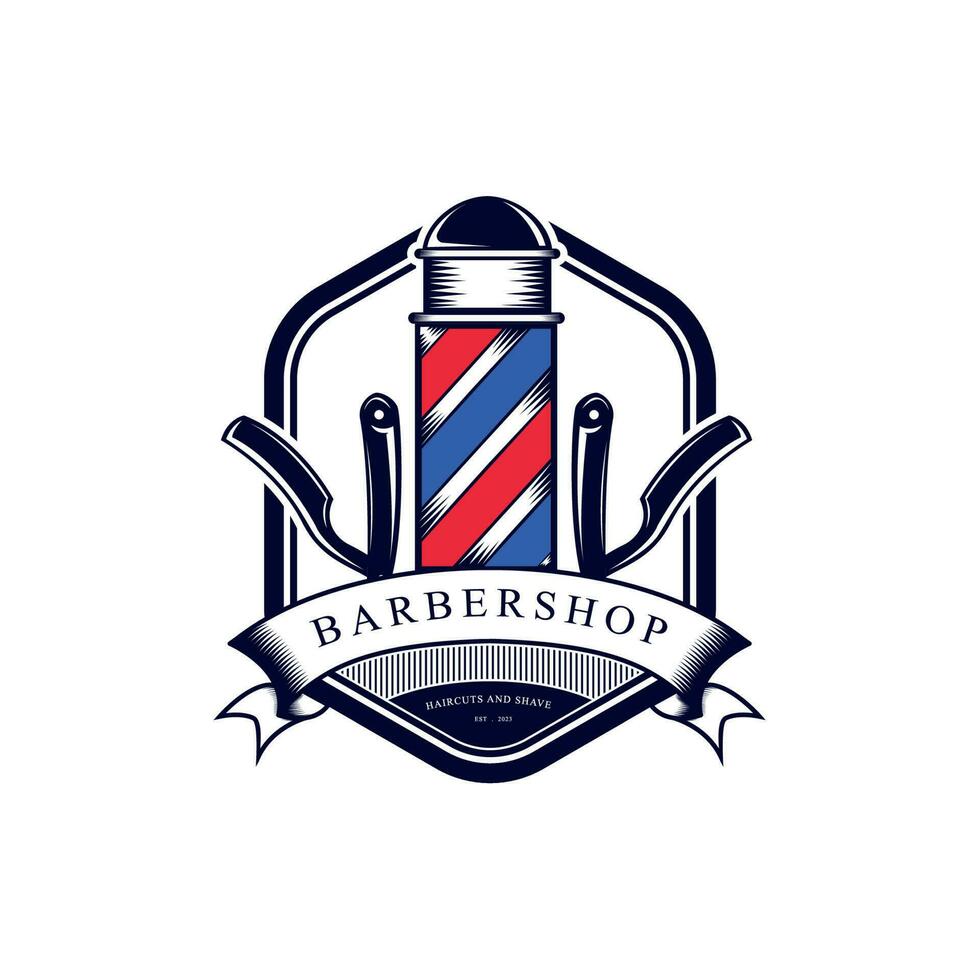 vintage barbearia rótulo carimbo logotipo Projeto para seu o negócio e profissional com qualidade Serviços vetor Projeto ilustração.