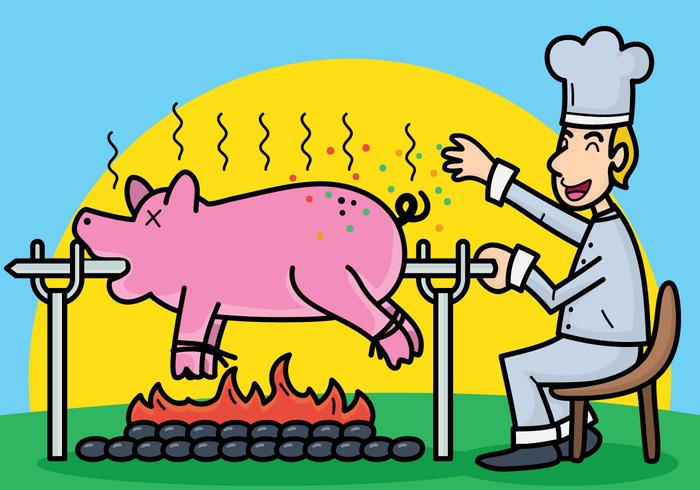 Ilustração em vetor assado de porco