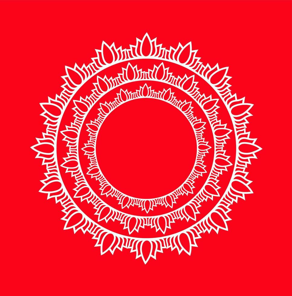 lótus flores pétalas mandala círculo em vermelho cor. vetor