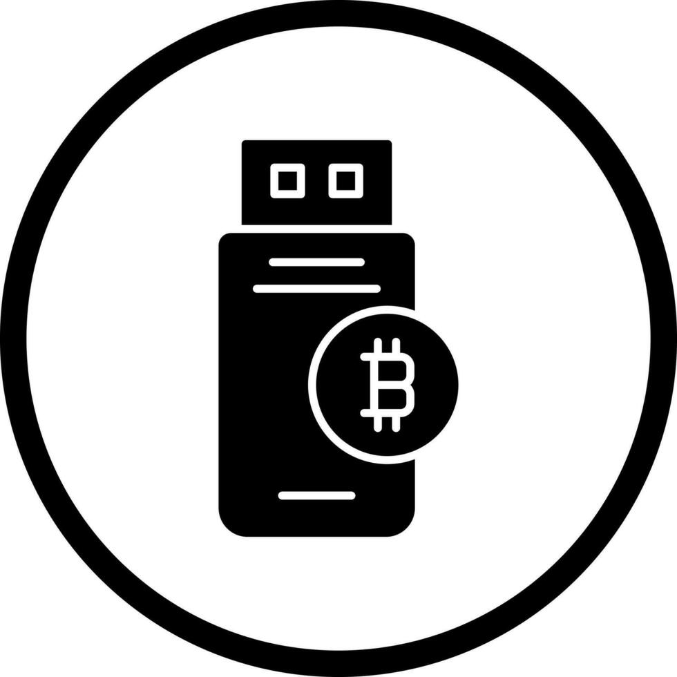 ícone de vetor de dispositivo usb bitcoin