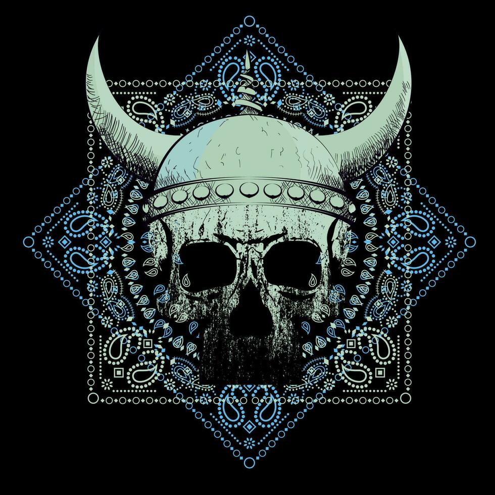 camiseta vetor Projeto do uma viking crânio com chifres isolado em Preto. poster
