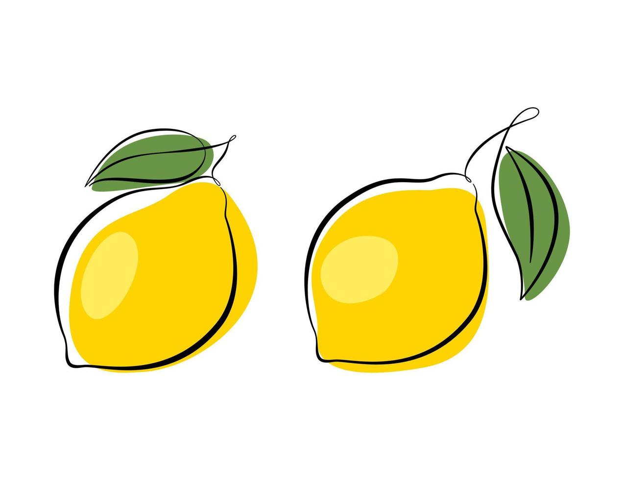 limão ícone definir, coleção fresco cortar Fora limão frutas isolado em branco fundo. fresco citrino com verde folha, azedo fresco fruta, brilhante amarelo casca. esboço com colori pontos. vetor
