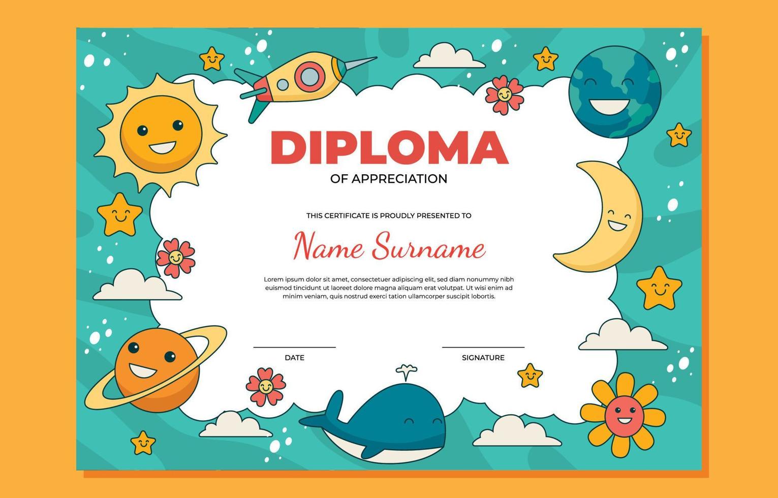 crianças diploma certificado vetor