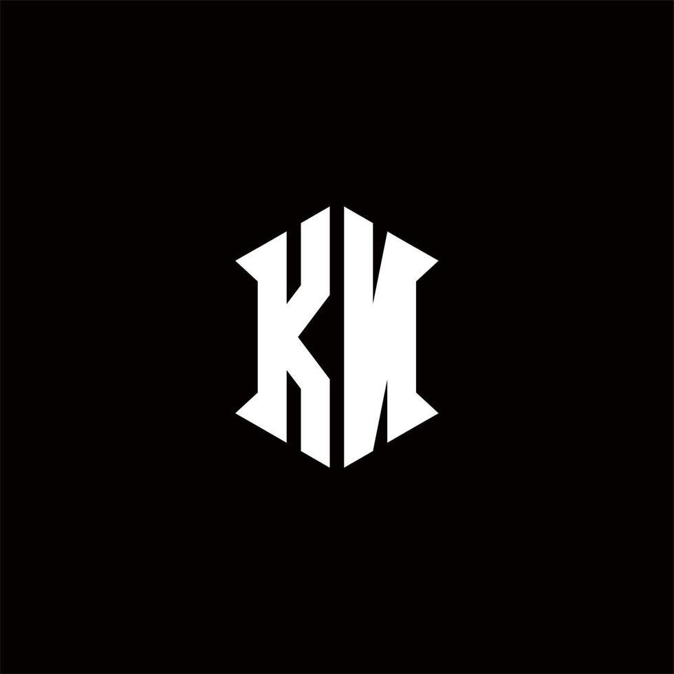 kn logotipo monograma com escudo forma desenhos modelo vetor