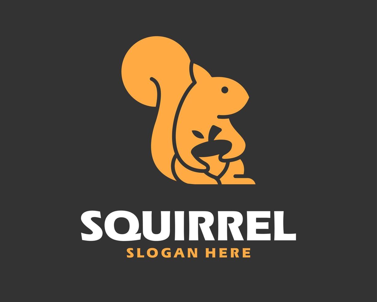 esquilo Esquilo segurando noz bolota silhueta plano cor personagem mascote simples vetor logotipo Projeto